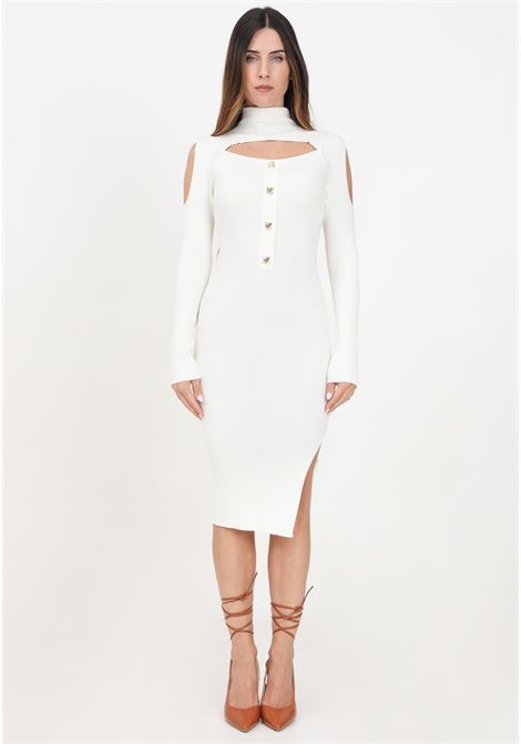 Women's cream midi dress with decorative buttons SIMONA CORSELLINI | A24CPABE01-01-C02600270692